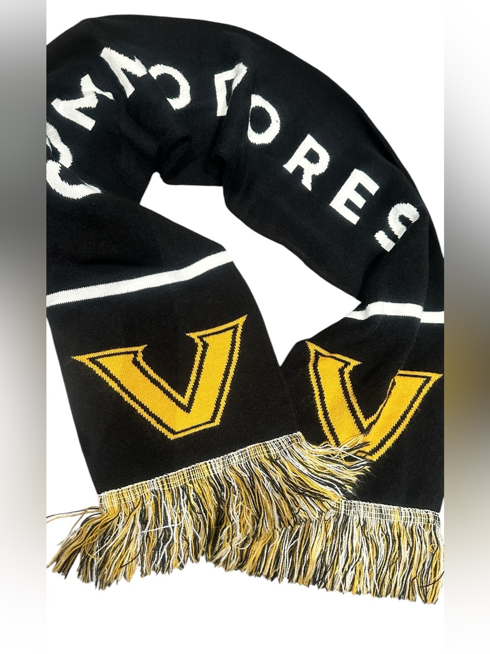 Vanderbilt University Commodores Winter Knit Scarf Gold White Black Unisex - Picture 3 of 6